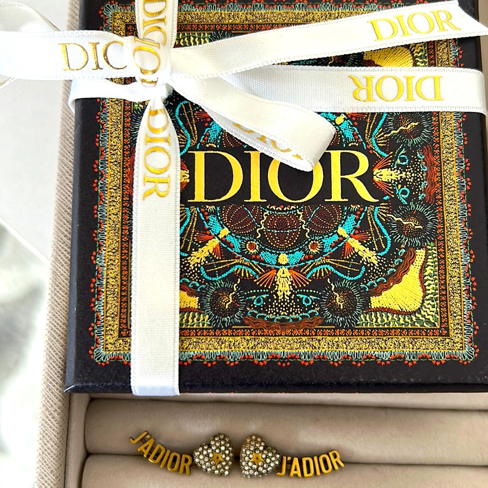 Christian Dior “J’Adior”  rhinestone heart earrings.